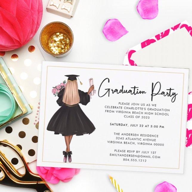 Modern Casual Script Graduation Party Invitation Postcard (Creator Uploaded)