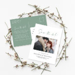Modern casual script sage green typography wedding announcement postcard<br><div class="desc">Modern stylish script elegant typography wedding save the date photo postcard. Modern minimal stylish design. Sage green colour can be customized.</div>