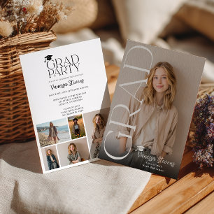 Modern Casual Simple Trendy 6 photos graduation Invitation