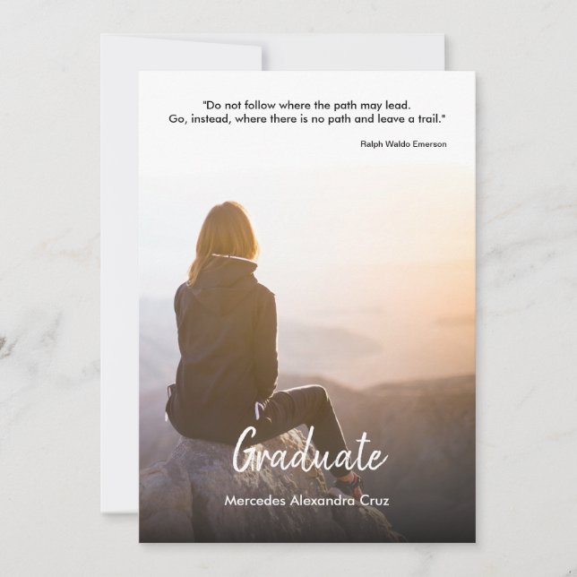 Modern Casual W/ Photo & Quote  Graduation Party Invitation (Front)