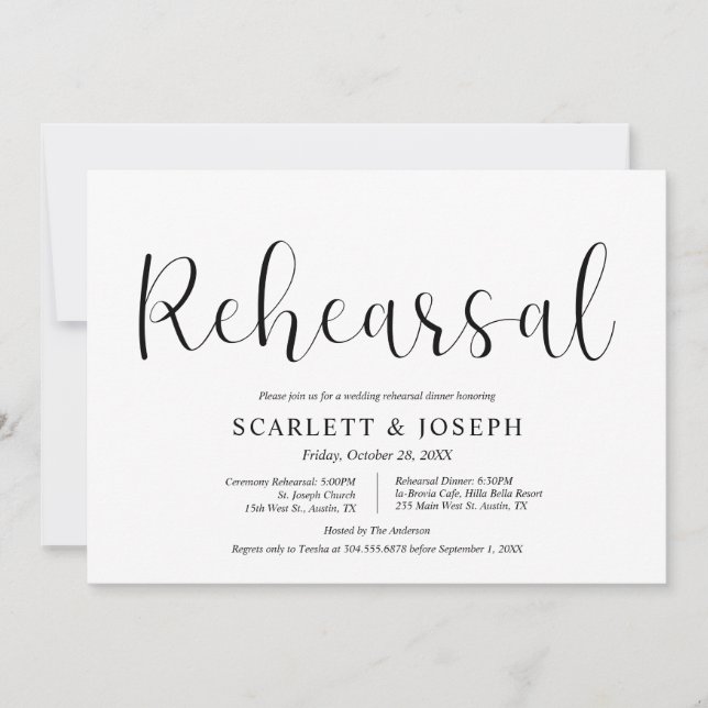 Modern Casual, Wedding Rehearsal and Dinner Invitation (Front)