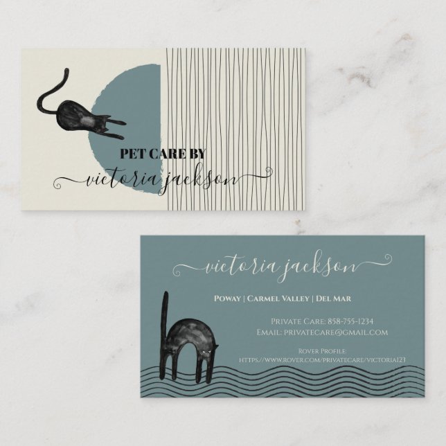 Modern Cat abstract Cat sitting service care Business Card (Front/Back)
