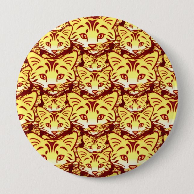 Modern cat art 4 inch round button (Front)