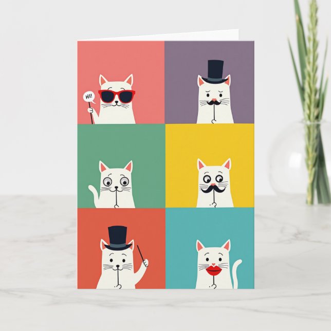 Modern Cat Birthday Card (Front)