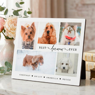 Modern Cat & Dog Mom Gift Best Fur Mom Ever Photo Plaque