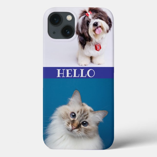 Modern Cat & Dog  purple chic monogrammed Back Case-Mate iPhone Case (Back)
