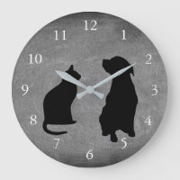 Modern cat dog  silhouettes pets chalkboard