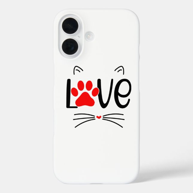 Modern Cat Lover Paw Print Case-Mate iPhone Case (Back)