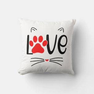 Modern Cat Lover Paw Throw Pillow
