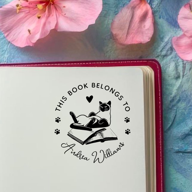 Modern Cat Lovers Custom Book Self-inking Stamp (Creator Uploaded)