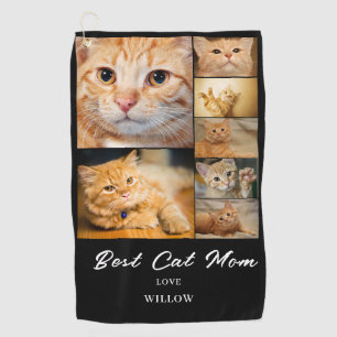 Modern Cat Mom 7 Photo Collage Golf Towel