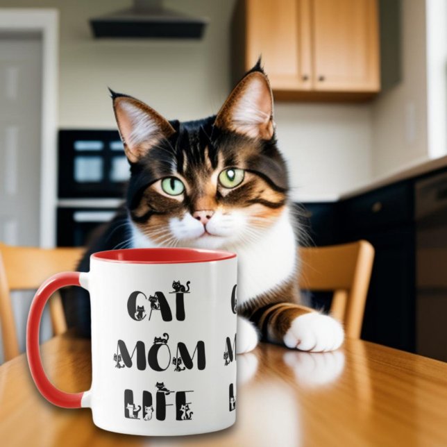 Modern Cat Mom Life Cute Mother's Day  Mug (Creator Uploaded)