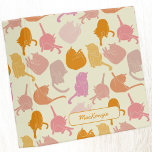 Modern Cat Pattern Personalized Binder<br><div class="desc">Fun modern kitty cat pattern in peach,  pink and orange on a cream background. Original art by Nic Squirrell. Change the name to personalize.</div>