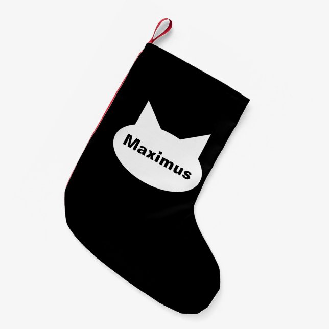 Modern Cat Personalized Pet Stocking - B&W/Red (Front (Hanging))