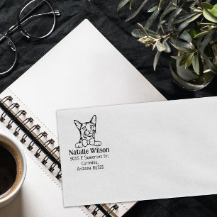 Modern Cat Return Address  Rubber Stamp