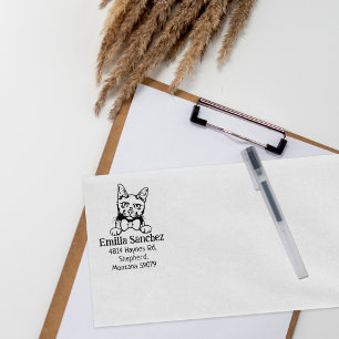 Modern Cat Return Address Rubber Stamp