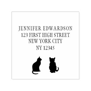 Modern cat silhouettes custom Return Address Stamp