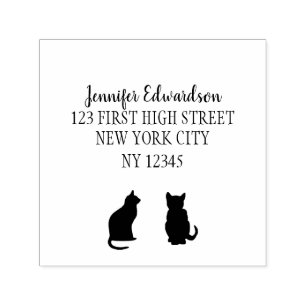 Modern cat silhouettes handwritten script self-inking stamp