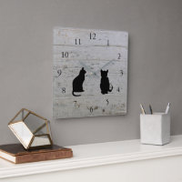 Modern cat silhouettes pets on barn wood