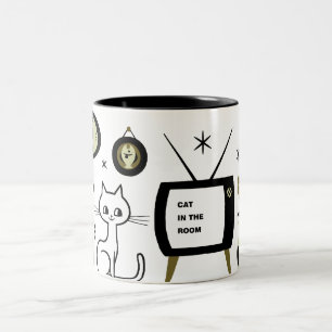 Modern cat Two-Tone coffee mug