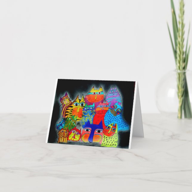 Modern Cats  blank greeting card (Front)