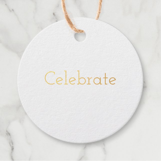 Modern Celebrate Gold  Favour Tags (Front)