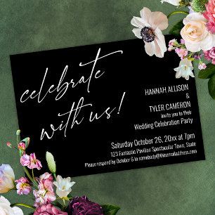Modern Celebrate with Us Black Wedding Reception Invitation