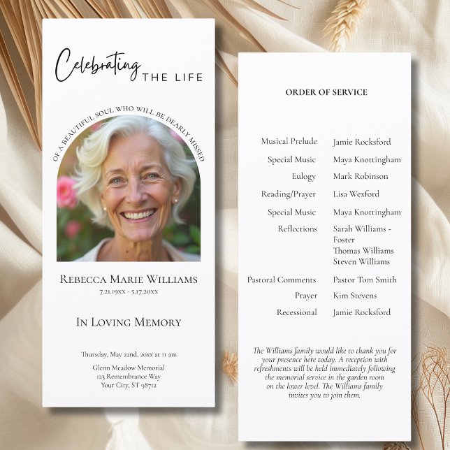 Modern Celebrating The Life Arch Photo Funeral Program (Modern Celebrating The Life Arch Photo Funeral Program)