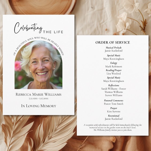 Modern Celebrating The Life Arch Photo Funeral Program (Modern Celebrating The Life Arch Photo Funeral Program)
