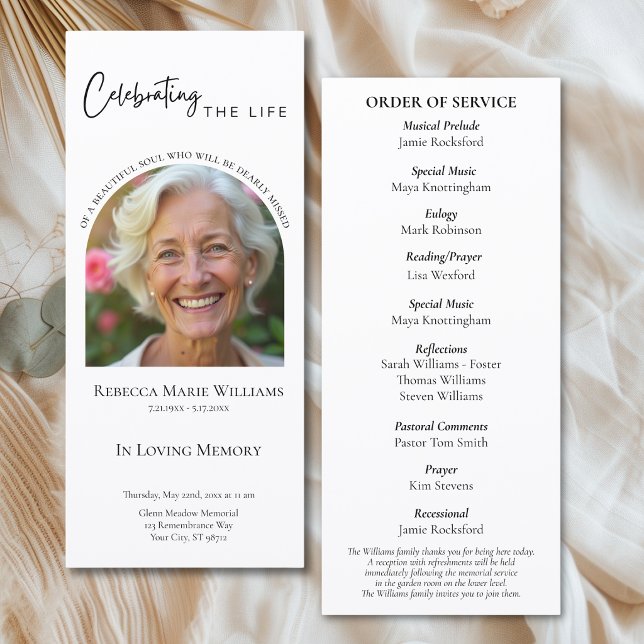 Modern Celebrating The Life Arch Photo Memorial Program (Modern Celebrating The Life Arch Photo Memorial Program
)