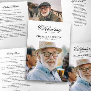 Modern Celebration Of Life 2-Photo Funeral Tri-Fold Programme