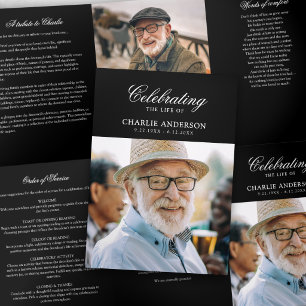 Modern Celebration Of Life 2-Photo Funeral Tri-Fold Programme
