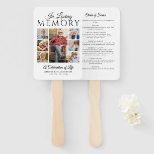 Modern Celebration of Life 7-Photo Funeral Program Hand Fan