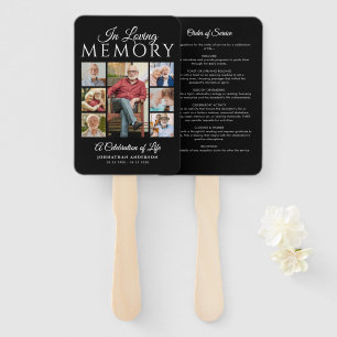 Modern Celebration of Life 7-Photo Funeral Program Hand Fan