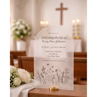 Modern Celebration of Life Arch Acrylic Invitation