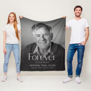 Modern Celebration of Life Memorial Funeral Photo Fleece Blanket