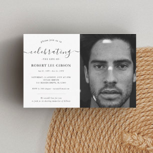 Modern Celebration of Life Memorial Funeral Photo  Invitation