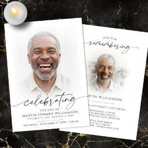 Modern Celebration of Life Memorial Funeral Photo Invitation