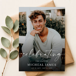 Modern Celebration of Life Memorial Funeral Photo Invitation