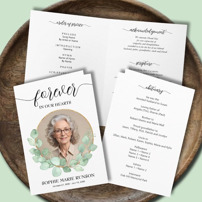 Modern Celebration of Life Photo Funeral Folded Program (Modern Celebration of Life photo funeral folded Order of Service programs)