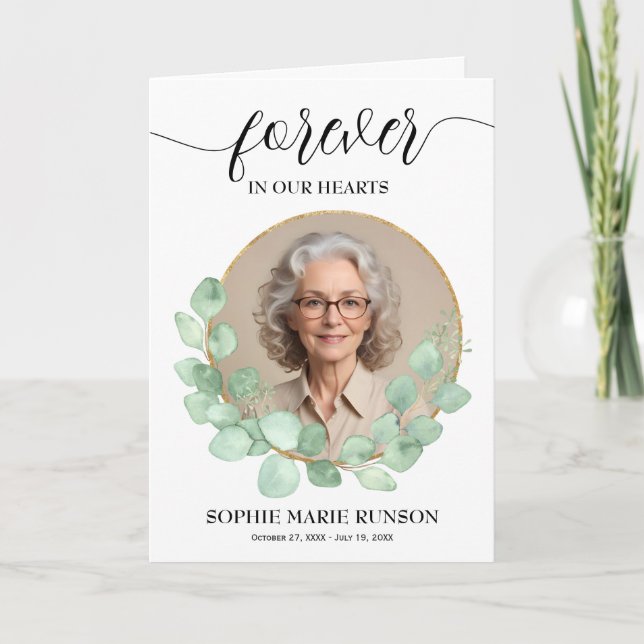 Modern Celebration of Life Photo Funeral Folded Program (Front)