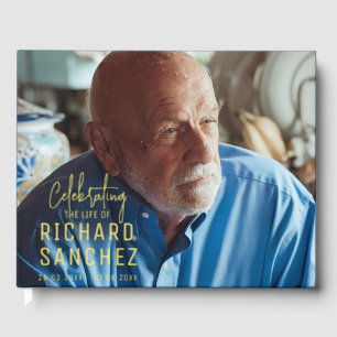 Modern Celebration Of Life Photo Funeral Memorial  Guest Book
