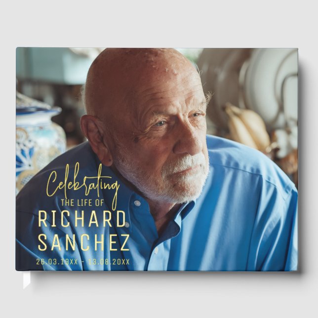 Modern Celebration Of Life Photo Funeral Memorial  Guest Book (Front)