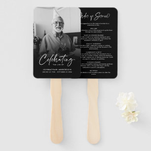 Modern Celebration of Life Photo Funeral Program Hand Fan