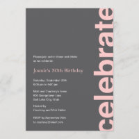Modern Celebration Party Invitation - Pink