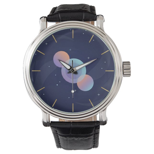Modern Celestial Galaxy Art Wrist Watch (Front)