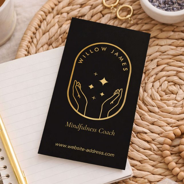 Modern Celestial Meditation Mindfulness Life Coach Business Card (Creator Uploaded)