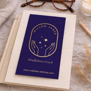 Modern Celestial Mindfulness Life Coach Deep Blue Business Card