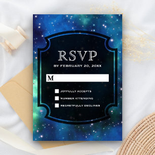 Modern Celestial Space Galaxy RSVP Card