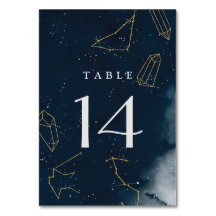 Modern Celestial Watercolor Wedding Table Card Num